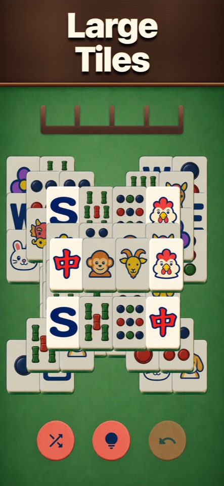 Large easy-to-read Mahjong Solitaire tiles on an iPhone